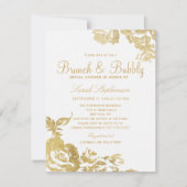 Elegante Eenvoudige Moderne Bloemen Gouden Brunch  Kaart (Voorkant)