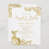 Elegante Eenvoudige Moderne Bloemen Gouden Brunch  Kaart (Voorkant / Achterkant)