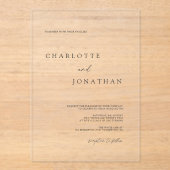 Elegante eenvoudige moderne bruiloft acryl uitnodigingen (Voorkant)