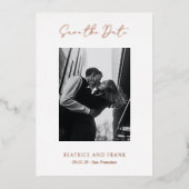 Elegante eenvoudige moderne bruiloft Bewaar de dat Folie Uitnodiging (Voorkant)