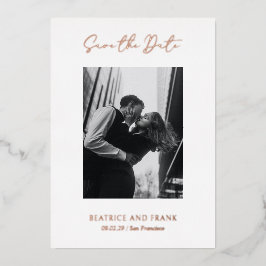 Elegante eenvoudige moderne bruiloft Bewaar de dat Folie Uitnodiging