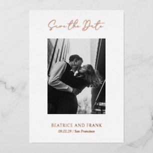 Elegante eenvoudige moderne bruiloft Bewaar de dat Folie Uitnodiging