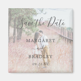 Elegante Eenvoudige Moderne Foto Bruiloft Save the Magneet