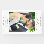 Elegante eenvoudige moderne foto bruiloft welkom spandoek (Horizontaal)