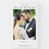 Elegante eenvoudige moderne foto bruiloft welkom spandoek (Verticaal)