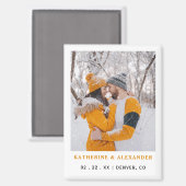 Elegante Eenvoudige Moderne Foto Trouwen Save The  Magneet (Voorkant / Achterkant)