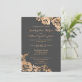 Elegante Eenvoudige Moderne Goud Grijs Bloemen Huw Kaart (Staand voorkant)