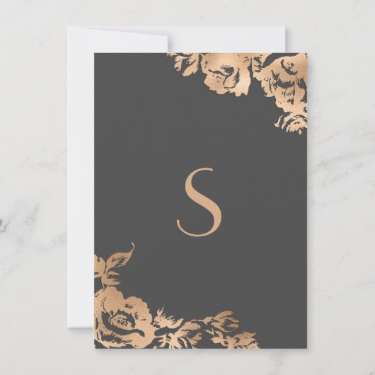 Elegante Eenvoudige Moderne Goud Grijs Bloemen Huw Kaart (Achterkant)