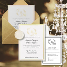 Elegante eenvoudige moderne gouden folie bruiloft uitnodiging
