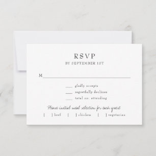 Elegante eenvoudige moderne kalligrafie maaltijdaa RSVP kaartje