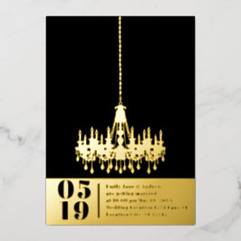 Elegante Eenvoudige Moderne Kroonluchter Goud Brui Folie Uitnodiging