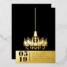 Elegante Eenvoudige Moderne Kroonluchter Goud Brui Folie Uitnodiging