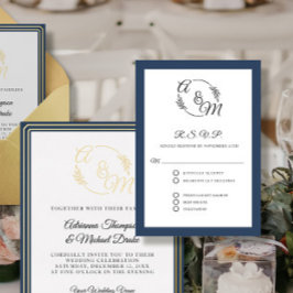 Elegante eenvoudige moderne marine blauw formele b RSVP kaartje