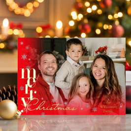 Elegante Eenvoudige moderne Minimal Familie Foto Folie Feestdagenkaart