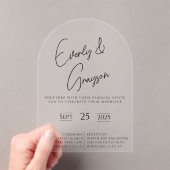 Elegante eenvoudige moderne minimalistische bruilo acryl uitnodigingen (Insitu (Draagbaar))