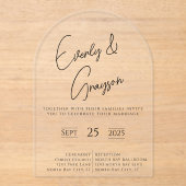 Elegante eenvoudige moderne minimalistische bruilo acryl uitnodigingen (Voorkant)