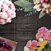 Elegante eenvoudige moderne minimalistische witte  acryl uitnodigingen