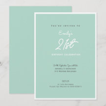 Elegante Eenvoudige Moderne Mint 21e Verjaardagsfe