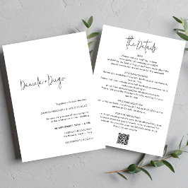 Elegante Eenvoudige Moderne QR Code RSVP Bruiloft Kaart