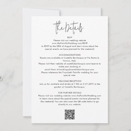 Elegante Eenvoudige Moderne QR Code RSVP Bruiloft Kaart (Achterkant)