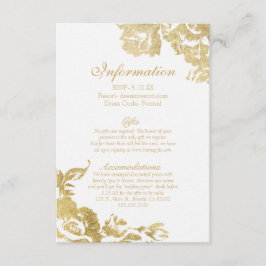 Elegante eenvoudige moderne Roos Floral Gold Faux  Informatiekaartje