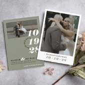 Elegante eenvoudige moderne Sage Green 2 foto brui Save The Date