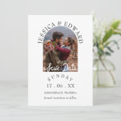 Elegante Eenvoudige Moderne Script Foto Bewaar De Kaart (Staand voorkant)