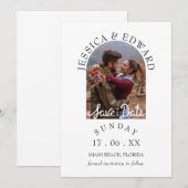 Elegante Eenvoudige Moderne Script Foto Bewaar De Kaart (Voorkant / Achterkant)