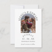 Elegante Eenvoudige Moderne Script Foto Bewaar De Save The Date (Voorkant)
