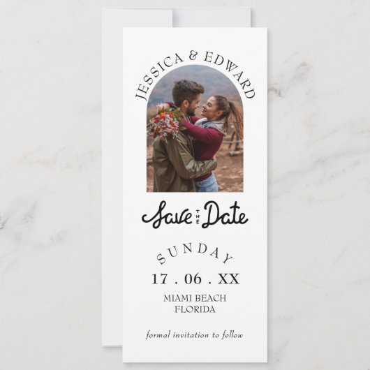 Elegante eenvoudige moderne scriptfoto Sla de datu Kaart (Voorkant)