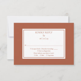 Elegante Eenvoudige Moderne Terracotta Huwelijk RSVP Kaartje