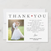 Elegante eenvoudige moderne typografie 2 foto brui bedankkaart (Voorkant)