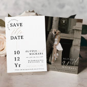 Elegante Eenvoudige Moderne Witte Script Foto Huwe Save The Date