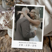 Elegante eenvoudige moderne zwart wit 2 foto bruil save the date