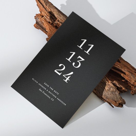 Elegante eenvoudige moderne zwarte minimalistische save the date