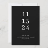 Elegante eenvoudige moderne zwarte minimalistische save the date (Voorkant)