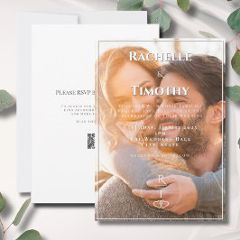 Elegante Eenvoudige Mongoram Kleur Fotobruiloft Kaart