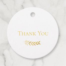Elegante Eenvoudige Monogram Gouden Bladeren Trouw Bedankjes Labels