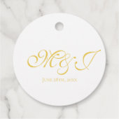 Elegante Eenvoudige Monogram Gouden Bladeren Trouw Bedankjes Labels (Achterkant)