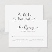 Elegante Eenvoudige Monogram Huwelijk RSVP Kaart (Voorkant / Achterkant)