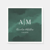 Elegante Eenvoudige Monogram Namen Green Wedding Servet (Voorkant)