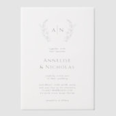 Elegante eenvoudige monogram overlay bruiloft vellum uitnodigingen (Voorkant)