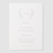 Elegante eenvoudige monogram overlay bruiloft vellum uitnodigingen (Voorkant)