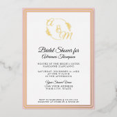 Elegante Eenvoudige Monogram Roze Gouden Bruidsdou Folie Uitnodiging (Voorkant)