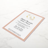 Elegante Eenvoudige Monogram Roze Gouden Bruidsdou Folie Uitnodiging (Gedraaid)