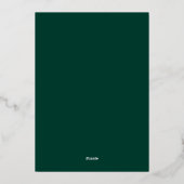Elegante Eenvoudige Monogram Smaragd Trouw Zilver Folie Uitnodiging (Achterkant)
