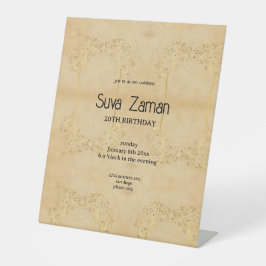 Elegante Eenvoudige Mooie Grijze 20e Verjaardag Reclamebord Met Voetstuk