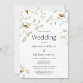 Elegante eenvoudige munt groen goud gebladerte bru kaart (Voorkant)