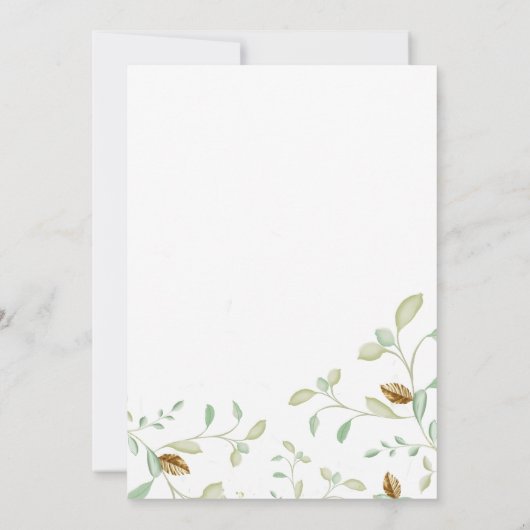 Elegante eenvoudige munt groen goud gebladerte bru kaart (Achterkant)