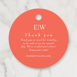 Elegante Eenvoudige Neon Flare met Monogram Bruilo Bedankjes Labels